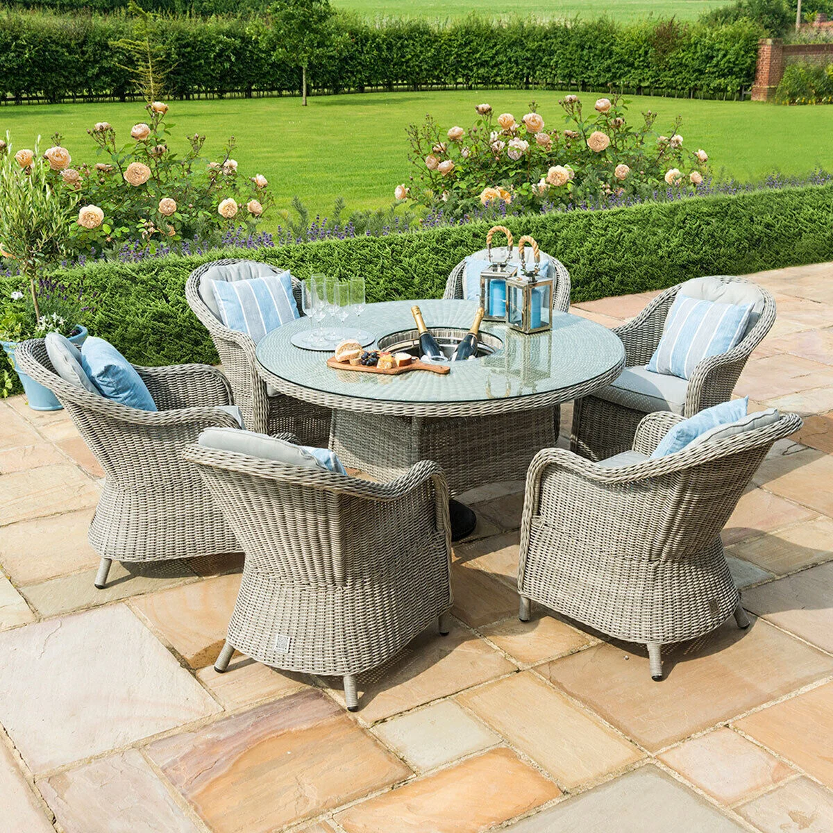 Oxford Heritage 6 Seat Round Rattan Dining Set